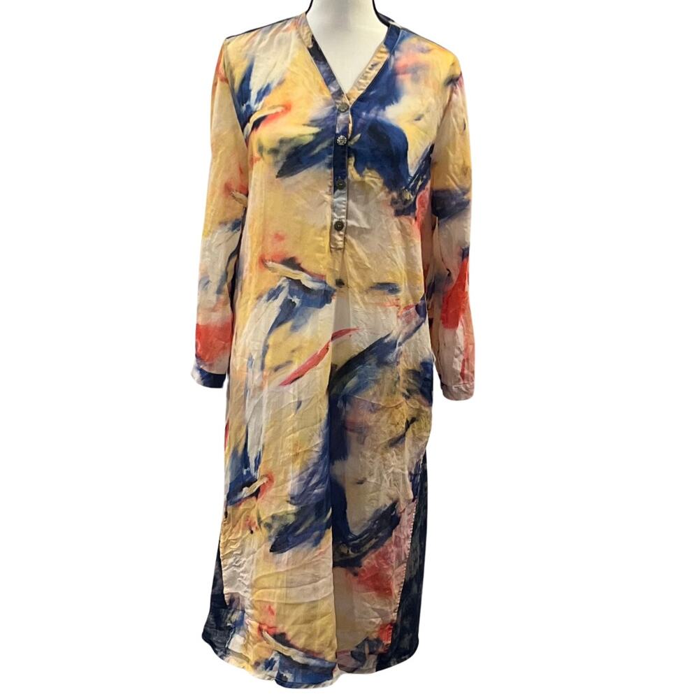 Simply Couture Women's Abstract Sheer Dress Size L